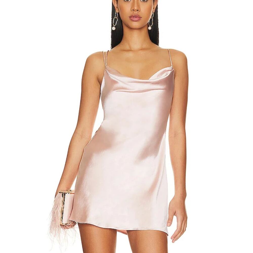 Tularosa Pink Satin Mini Dress